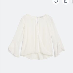 41 Hawthorn Sutton Mixed Material Bell Sleeve Surplice Blouse (Size L)